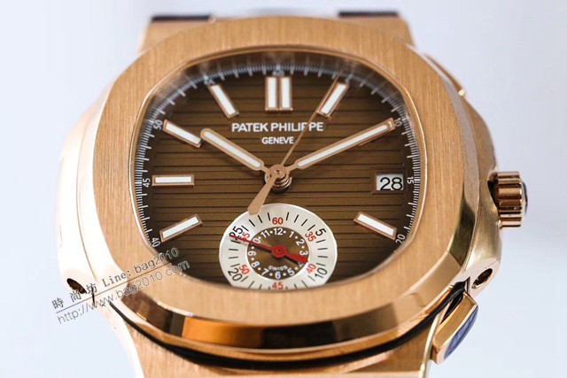 百達翡麗鸚鵡螺不銹鋼錶帶水沙紋拉絲經典複刻專櫃男士腕表 鸚鵡螺真計時腕表  gjs1968